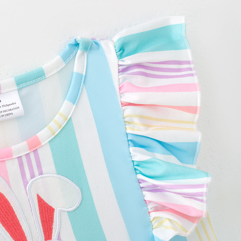 (In Stock)Girls Easter Bunny Applique Dress with Bunny Bag