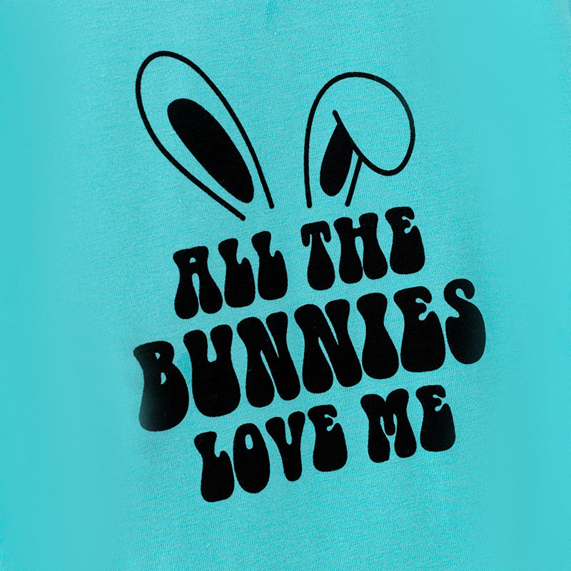 (In Stock)Boys Easter Bunny Print Turquoise Cotton Top