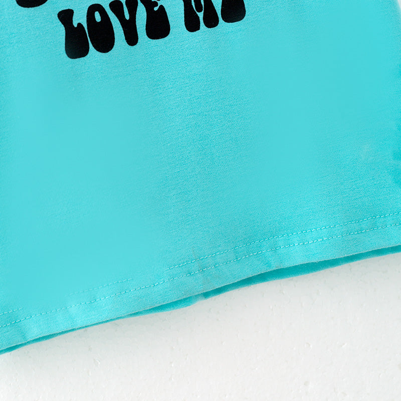 (In Stock)Boys Easter Bunny Print Turquoise Cotton Top