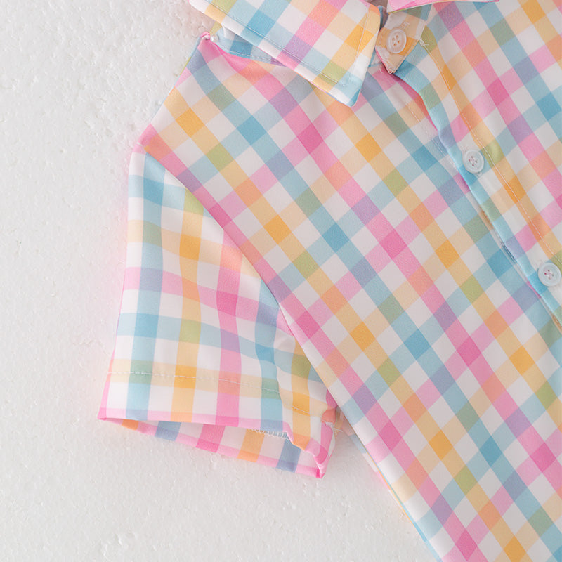 (In Stock)Boys Easter Multicolored Plaid Shirt