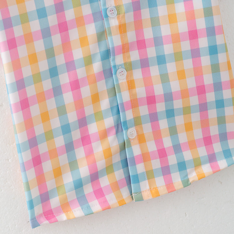 (In Stock)Boys Easter Multicolored Plaid Shirt