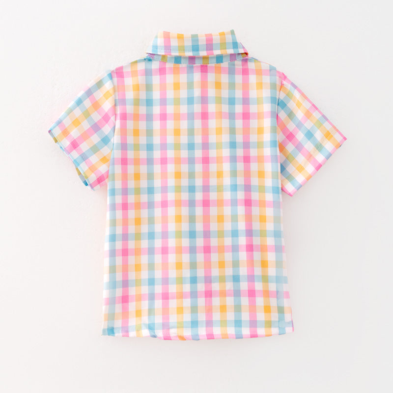 (In Stock)Boys Easter Multicolored Plaid Shirt