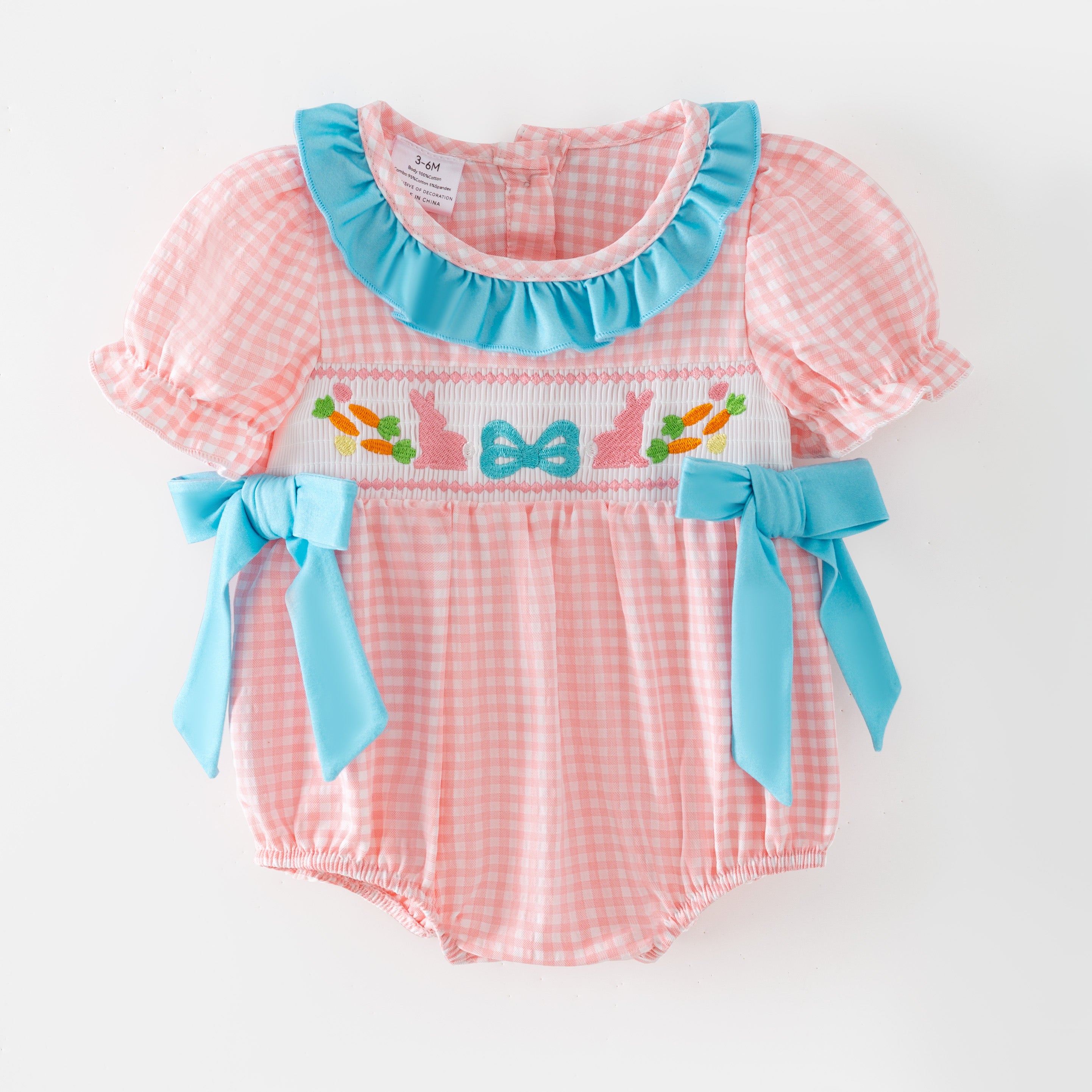 (In Stock)Sisters Easter Bunny Embroidery Smocked Shorts Set&Romper
