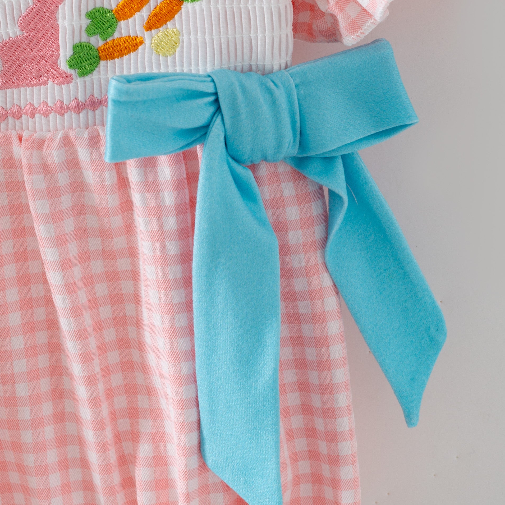 (In Stock)Sisters Easter Bunny Embroidery Smocked Shorts Set&Romper