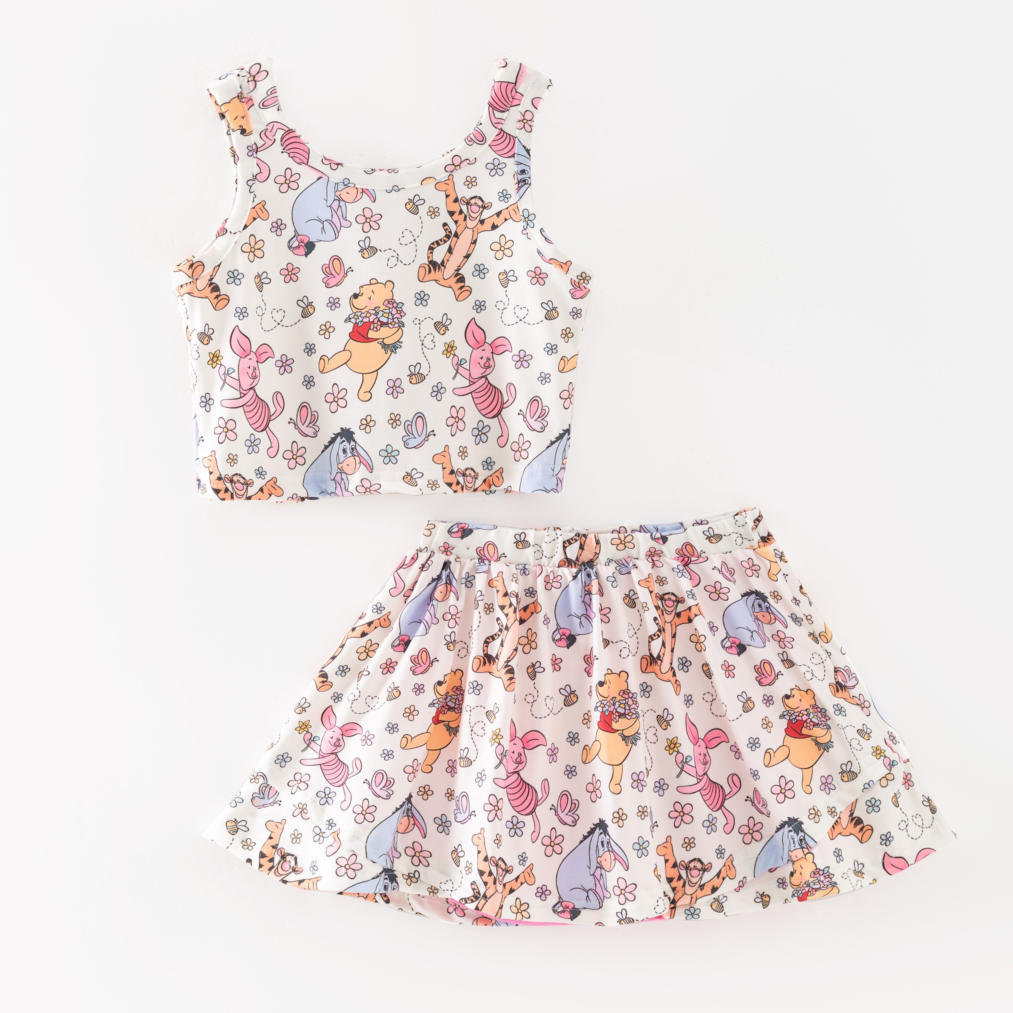 (Pre Order)Girls Summer Cartoon Print Skort Set
