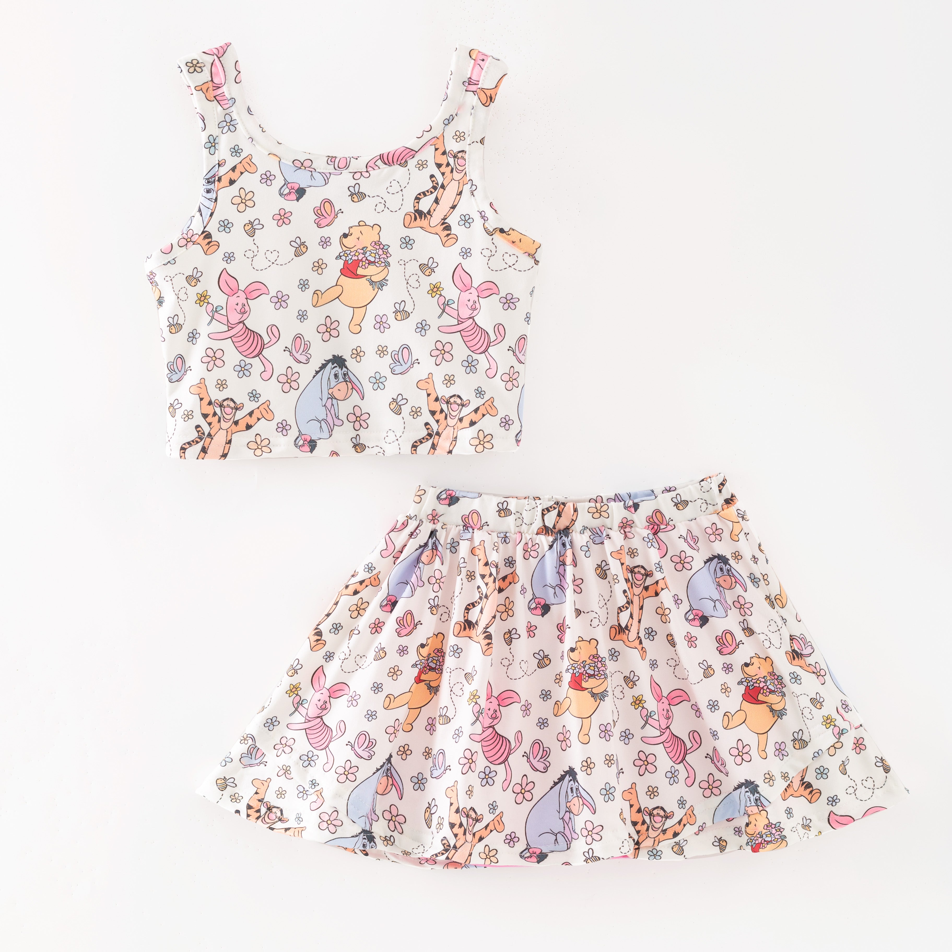(Pre Order)Girls Summer Cartoon Print Skort Set
