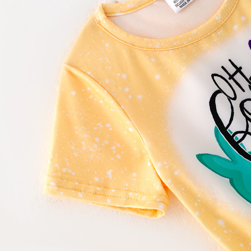 (In Stock)Girls Easter Bunny Print Knot Top