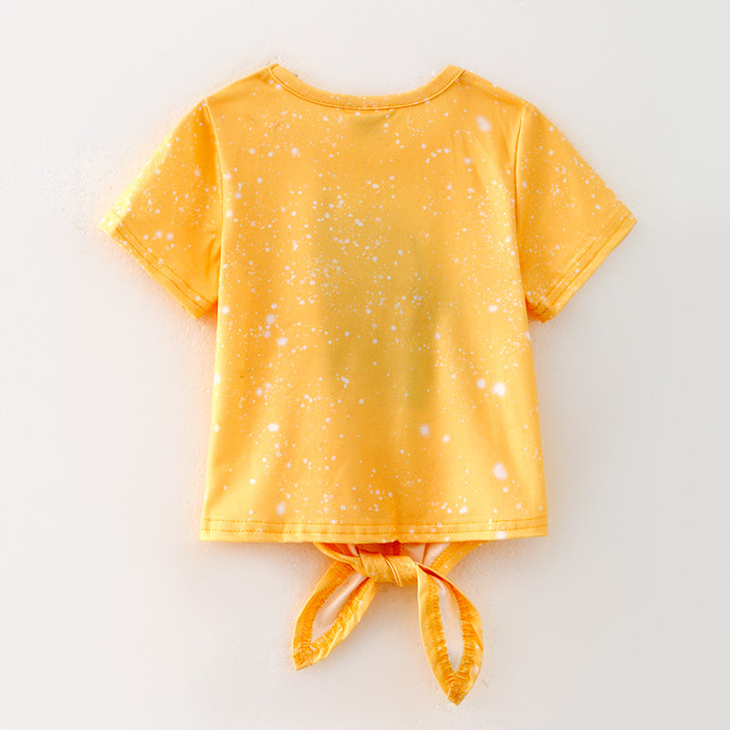 (In Stock)Girls Easter Bunny Print Knot Top