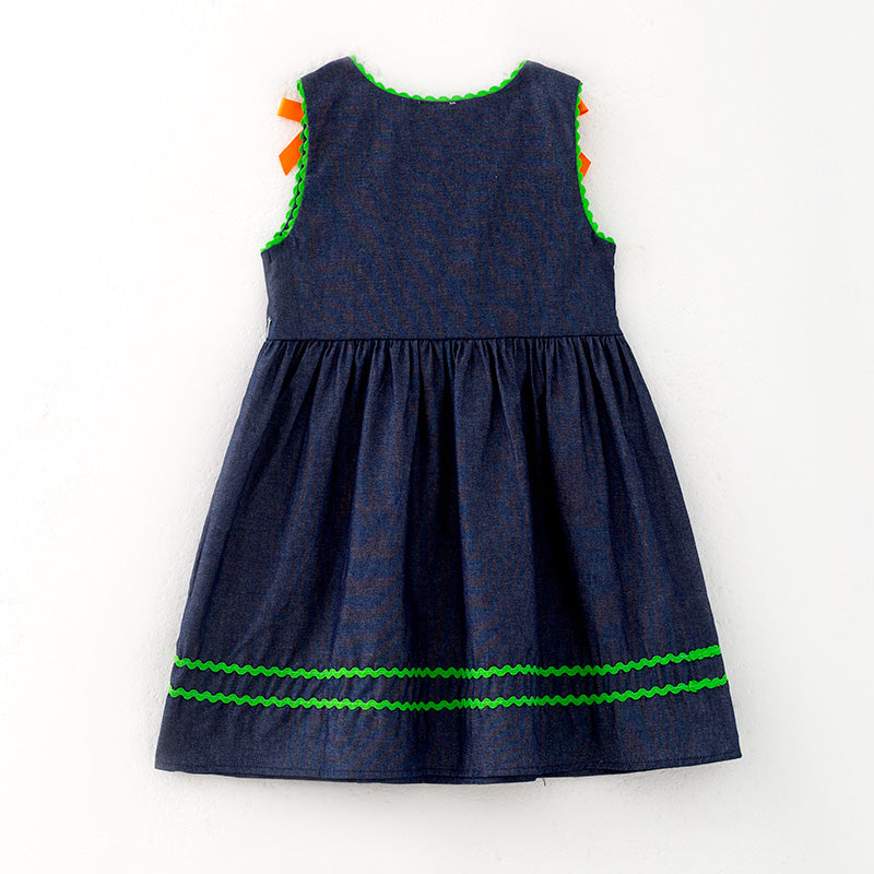 (In Stock)Girls Easter Carrot Applique Bow Slip Dress