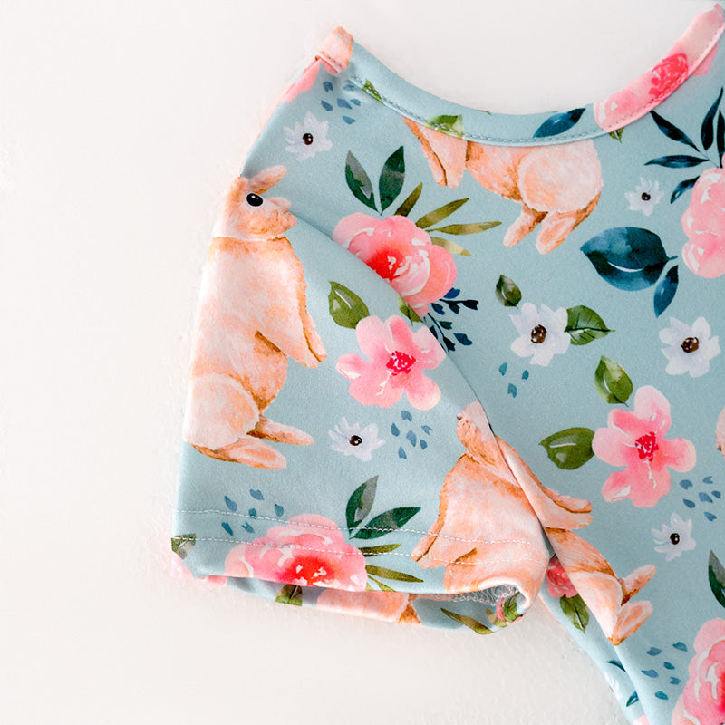 (In Stock)Girls Easter Bunny Print Milk Silk Dress