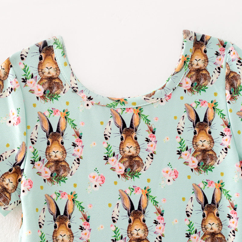 (In Stock)Girls Easter Bunny Print Milk Silk Dress
