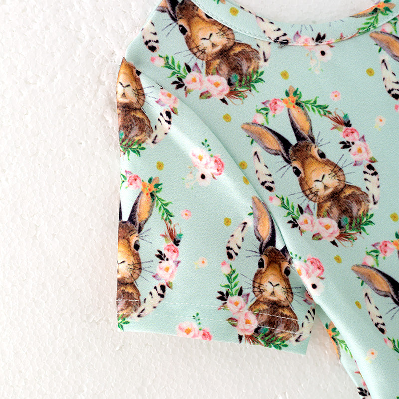 (In Stock)Girls Easter Bunny Print Milk Silk Dress