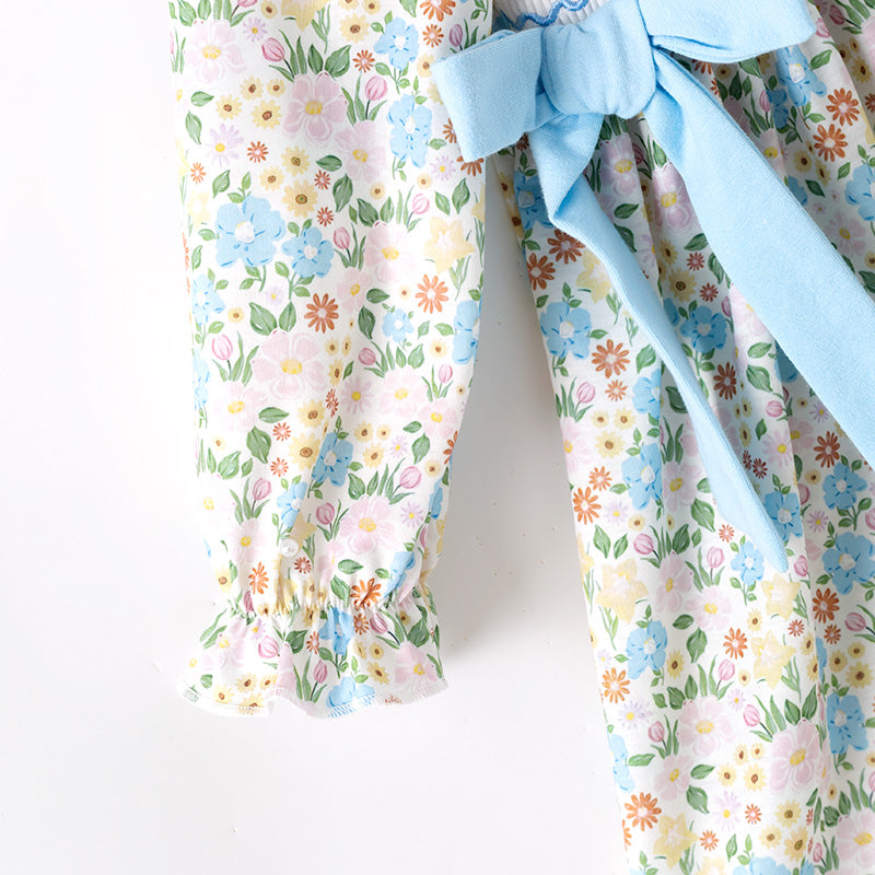 (Restock)Girls Thanksgiving Turkey Embroidery Ruffle Dress