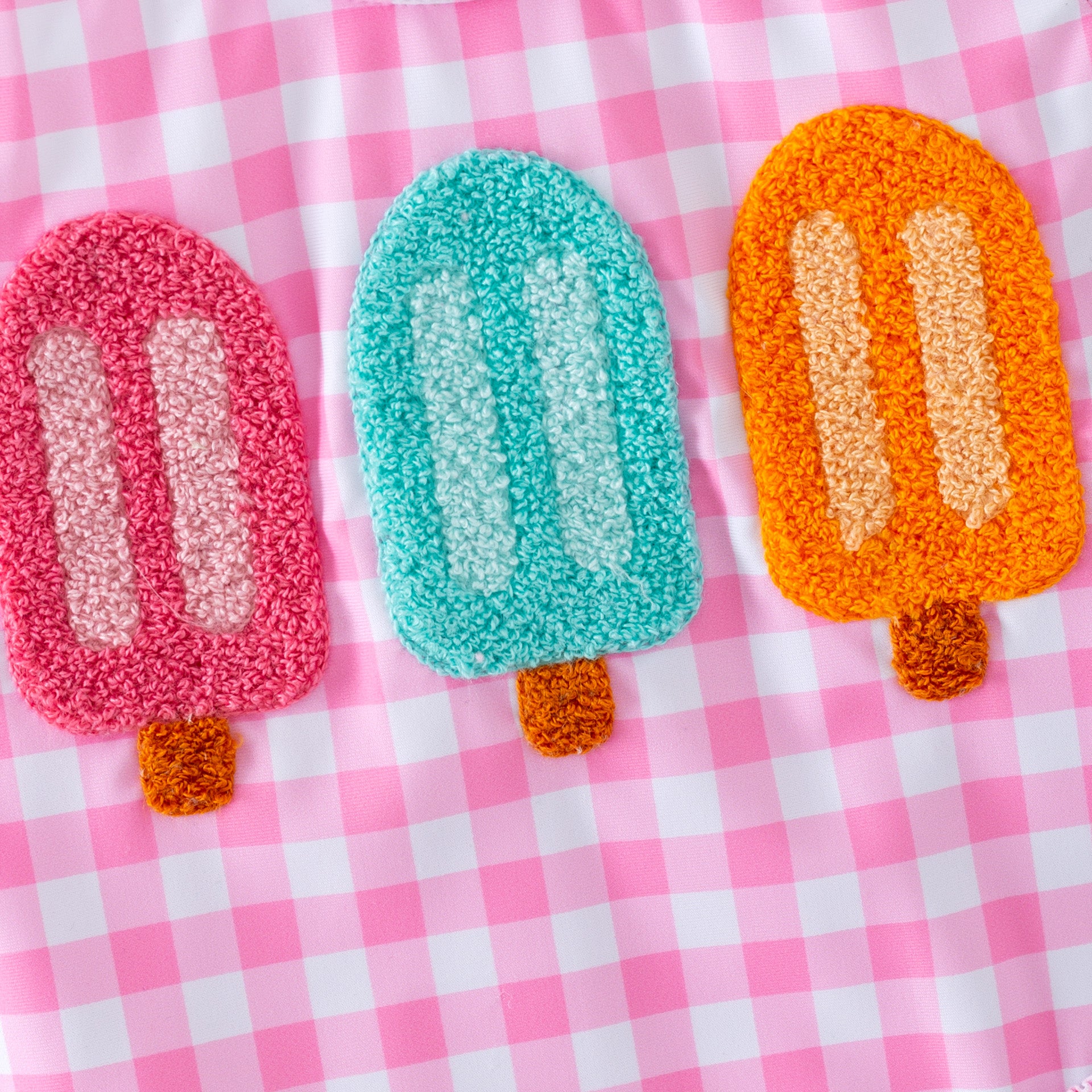 (In Stock)Girls Summer Popsicle Chenille Patches Swimsuit