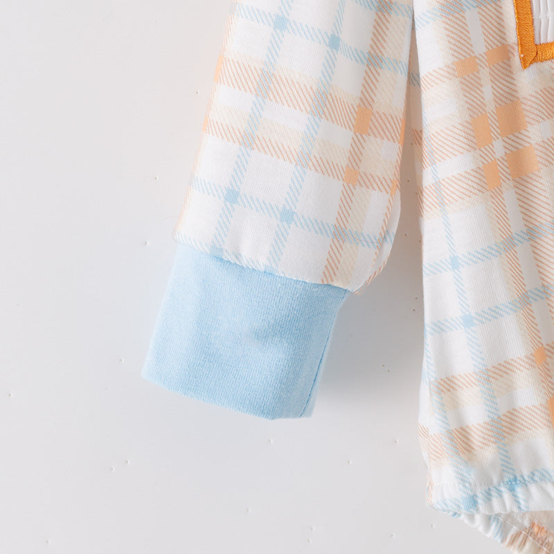 (Restock)Toddler Boys Thanksgiving Turkey Embroidery Smocked Romper