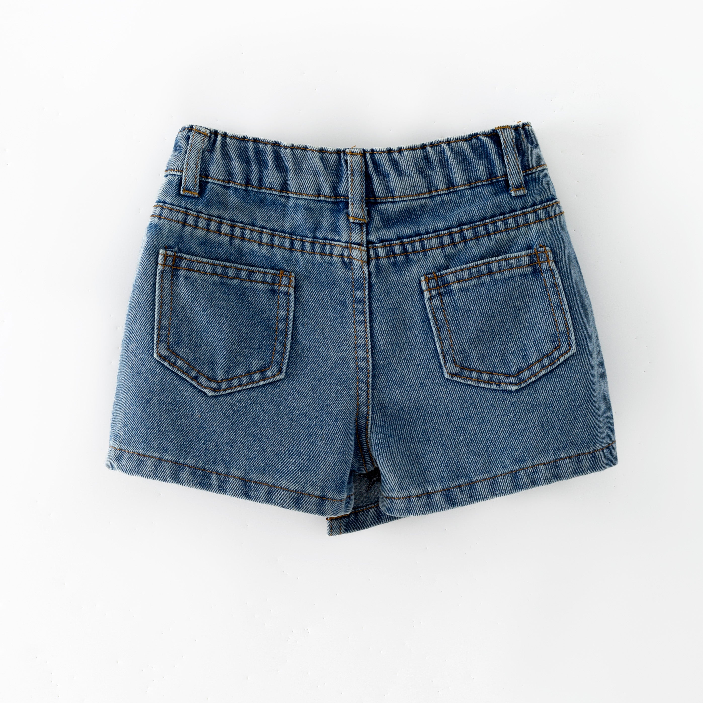 (In Stock)Girls Patriotic Star Embroidery Denim Skort