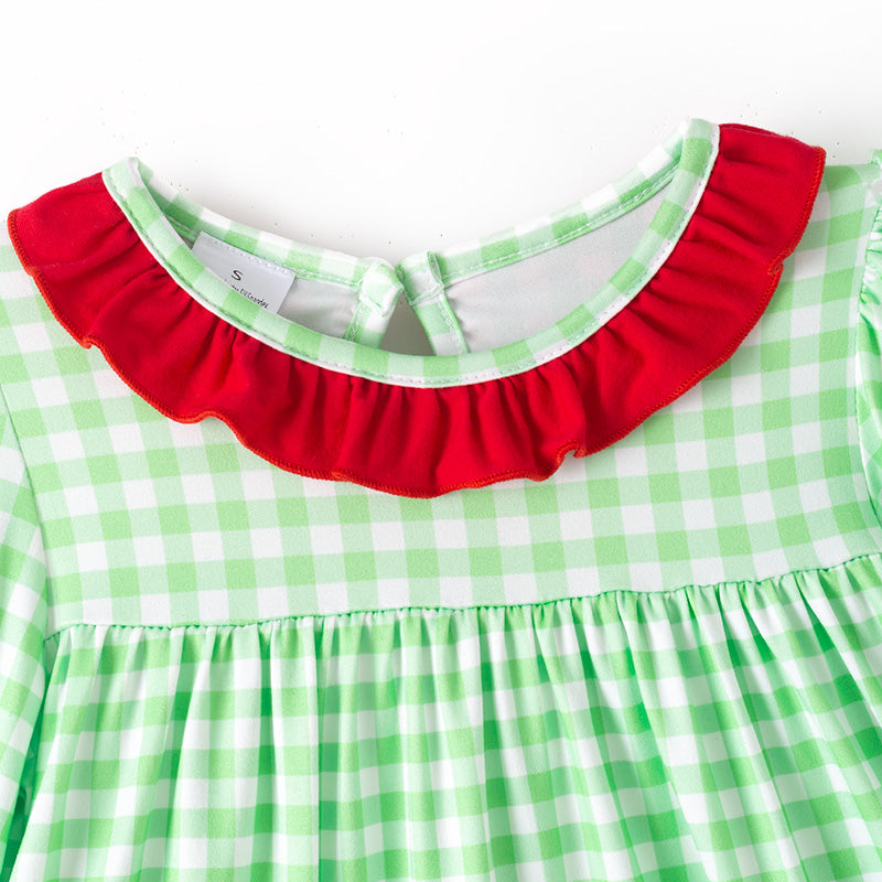 (In Stock)Girls Christmas Tree Embroidery Dress with Pockets