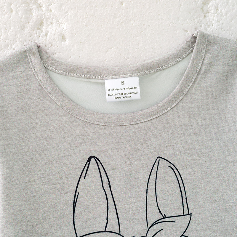 (In Stock)Mommy and Me Easter Bunny Print Grey Top