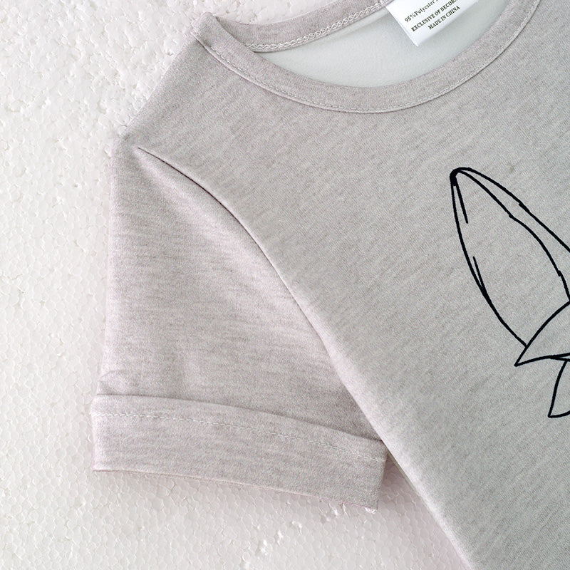 (In Stock)Mommy and Me Easter Bunny Print Grey Top