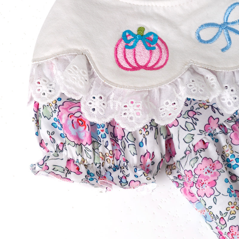 (In Stock)Toddler Girls Halloween&Thanksgiving Pumpkin Embroidery Romper