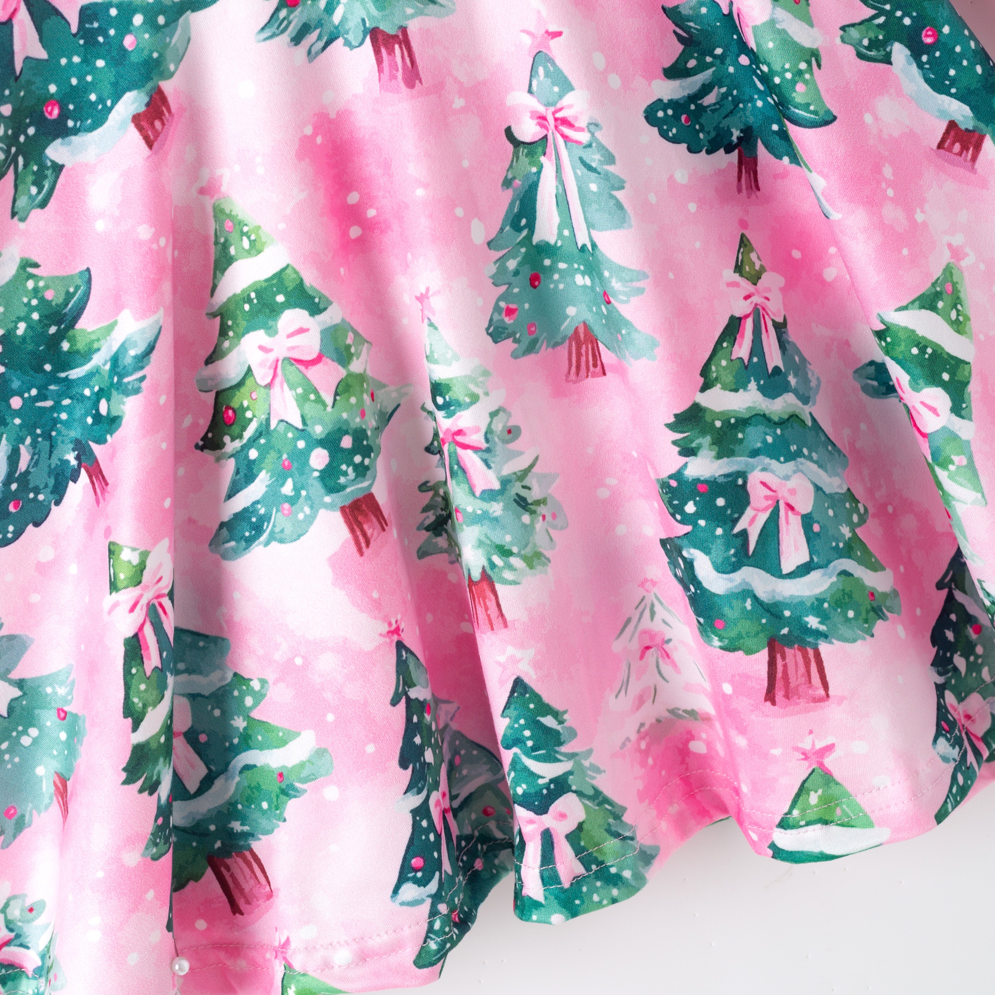(Pre Order,Prepack Zone)Girls Christmas Tree Print Dress&Romper