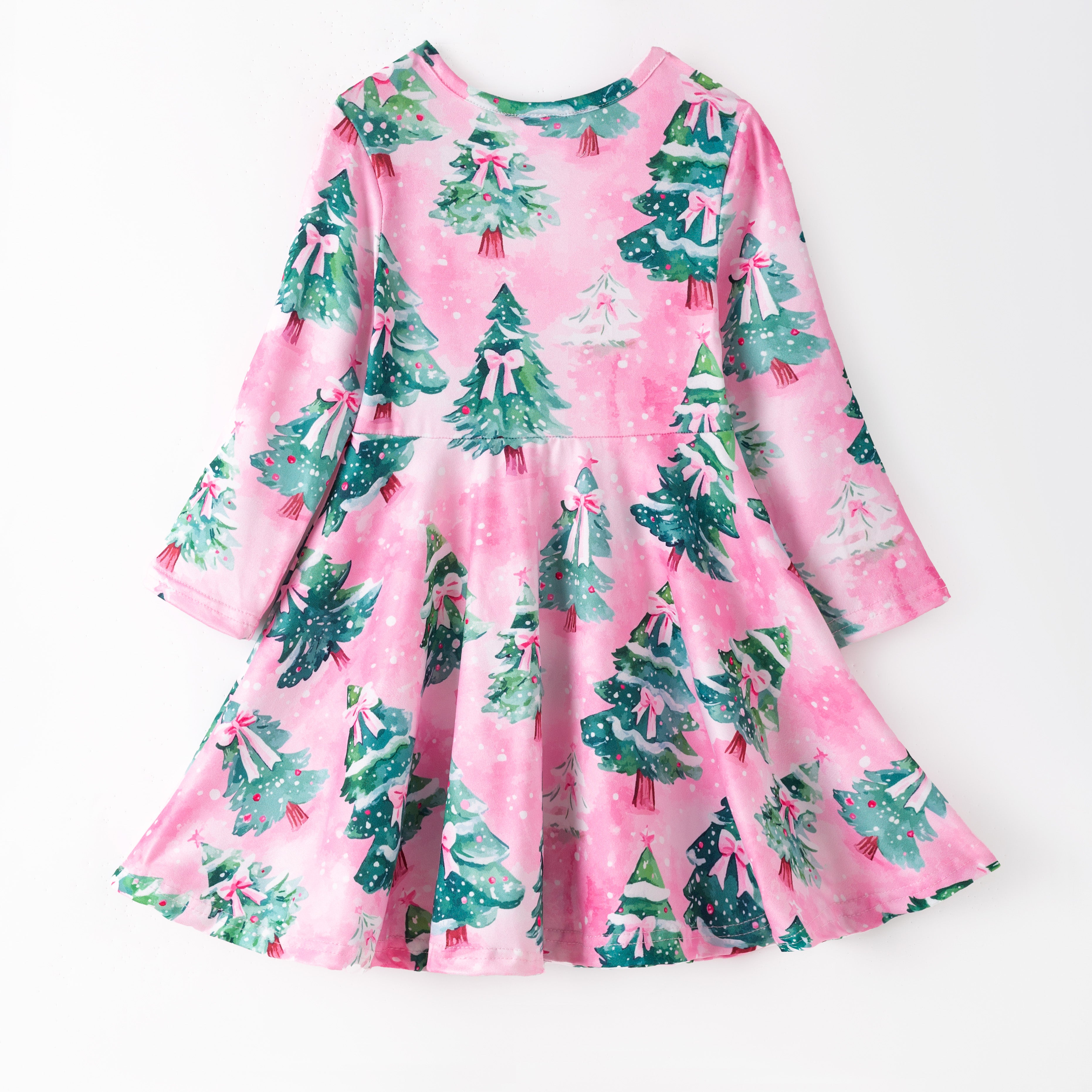(Pre Order,Prepack Zone)Girls Christmas Tree Print Dress&Romper