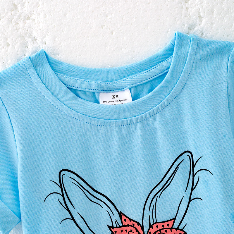 (In Stock)Girls Easter Bunny Print Cotton Top