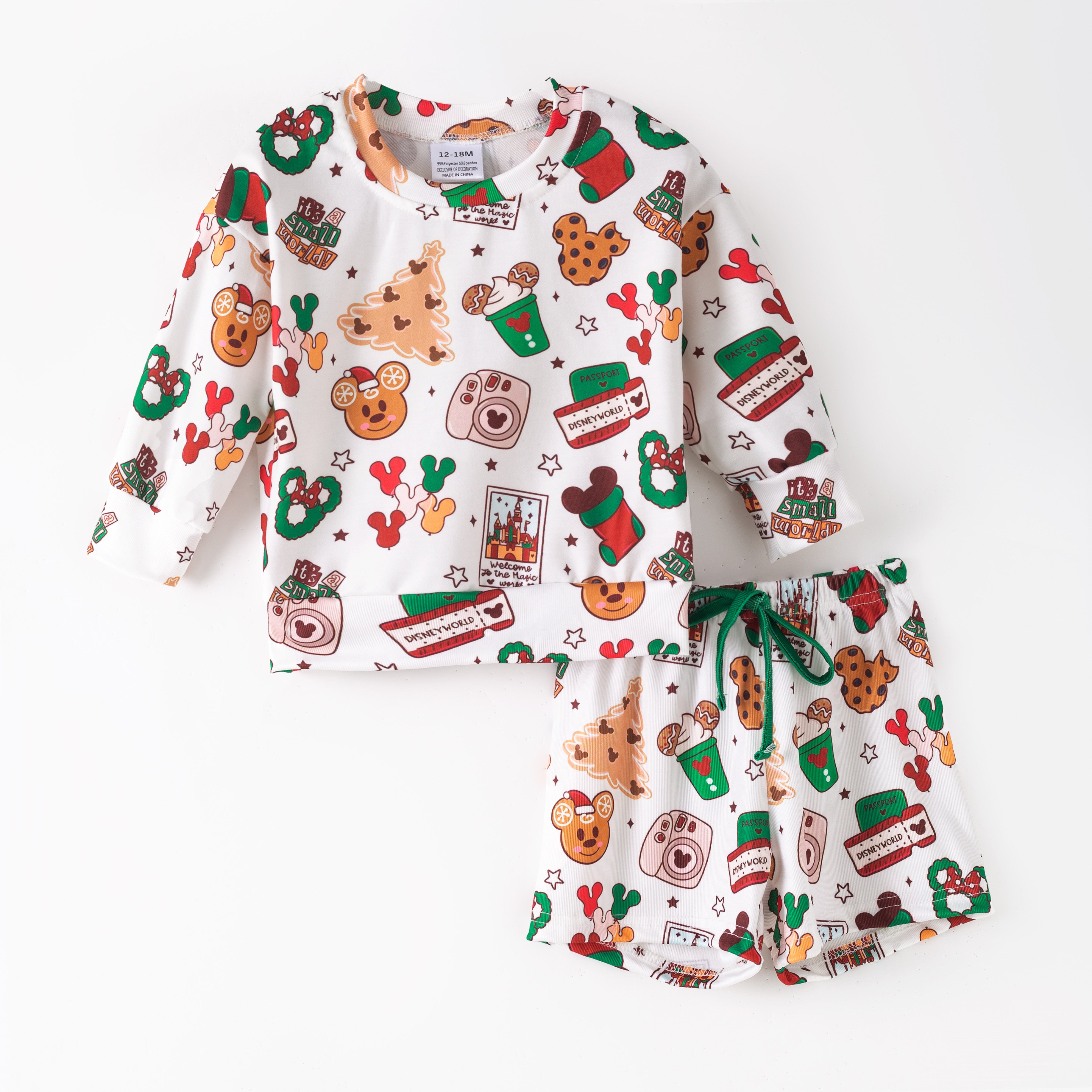(Pre Order,Prepack Zone)Girls Magical World Print Shorts Set with Pockets