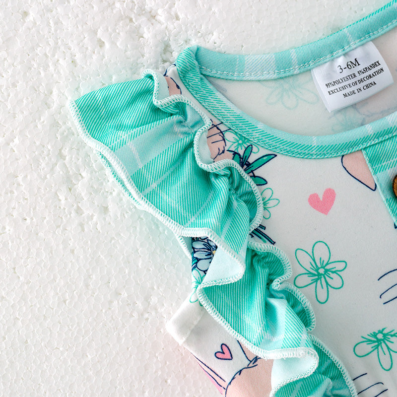 (In Stock)Toddler Girls Easter Bunny Print Romper