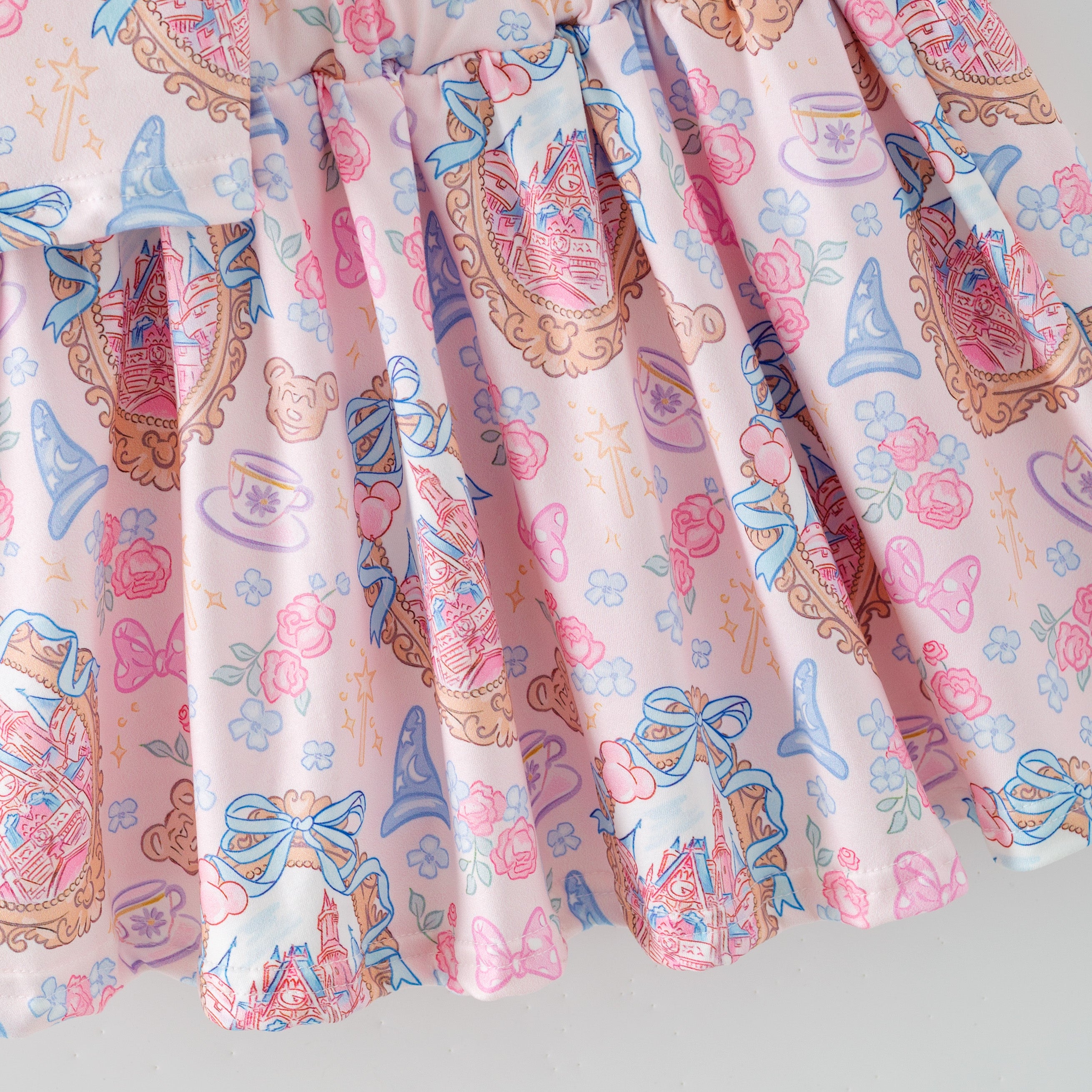 (Pre Order,Prepack Zone)Girls Spring&Summer Castle Print Dress,Skort Set(Mix Size)