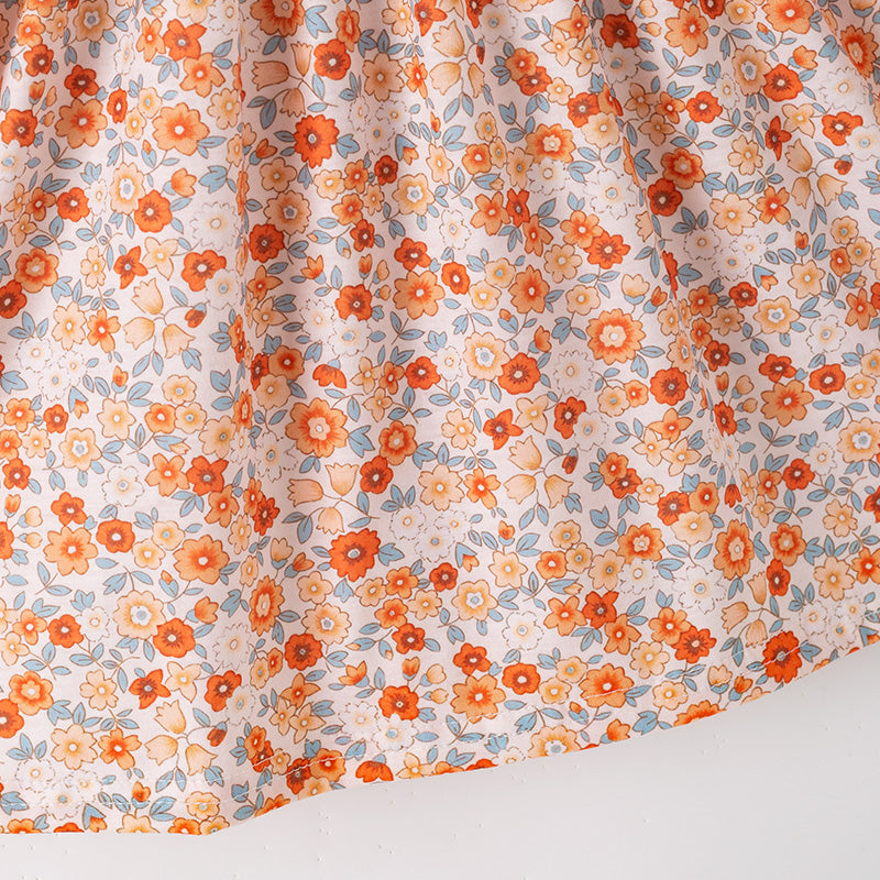 (In Stock)Girls Halloween&Thanksgiving Pumpkin Embroidery Dress