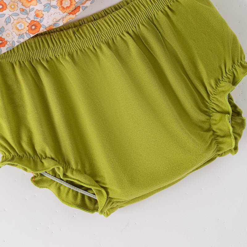 (In Stock)Toddler Girls Halloween&Thanksgiving Pumpkin Embroidery Bloomer Set