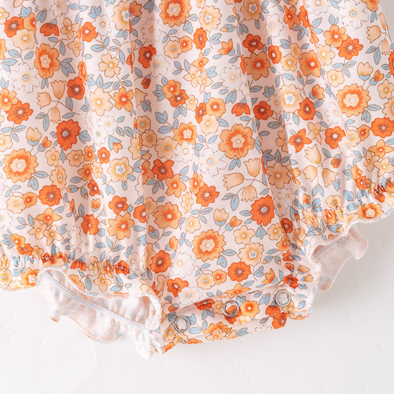 (In Stock)Toddler Girls Halloween&Thanksgiving Pumpkin Embroidery Romper