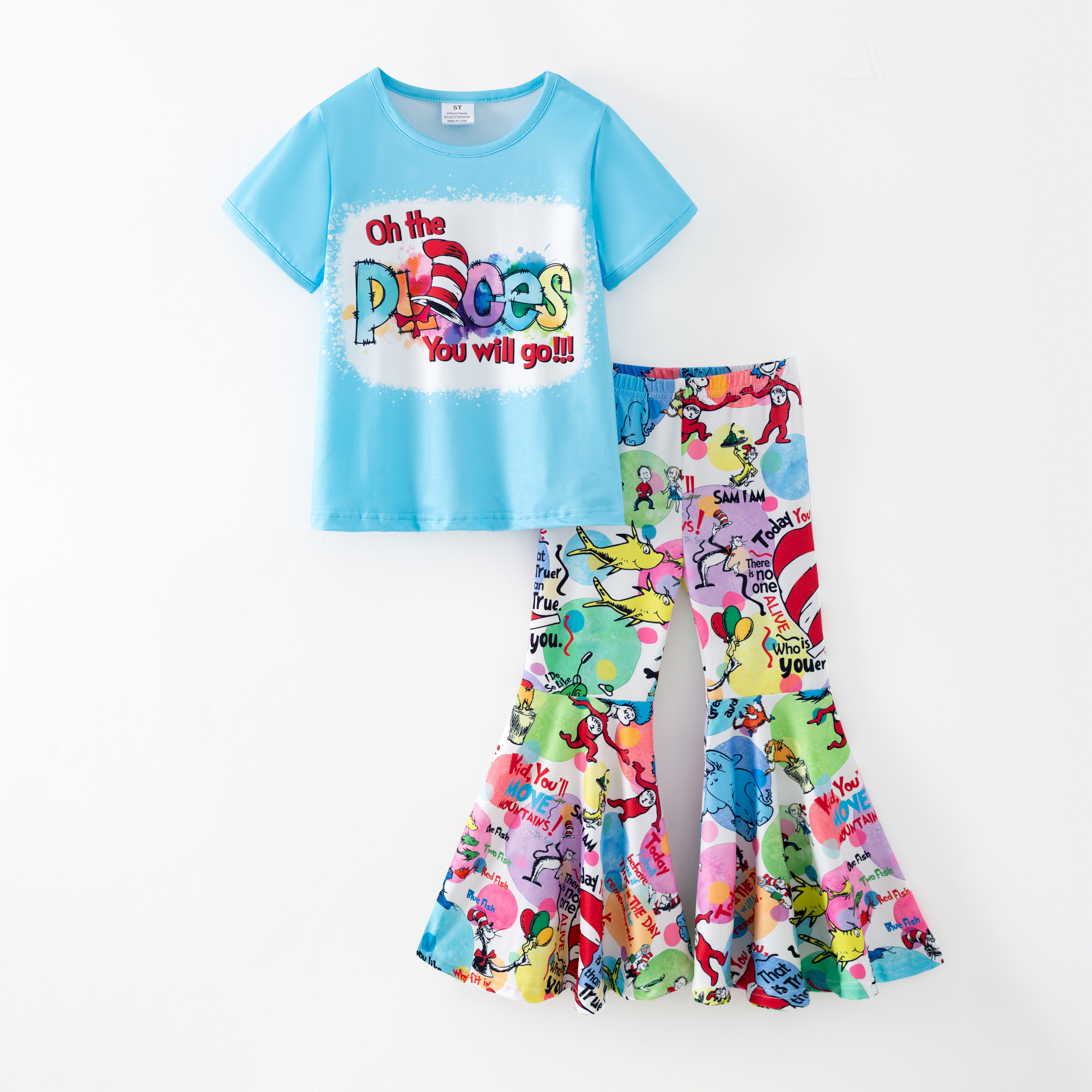 (Pre Order,Prepack Zone)Girls DR SEUSS Print Outfit Set(Mix Size)