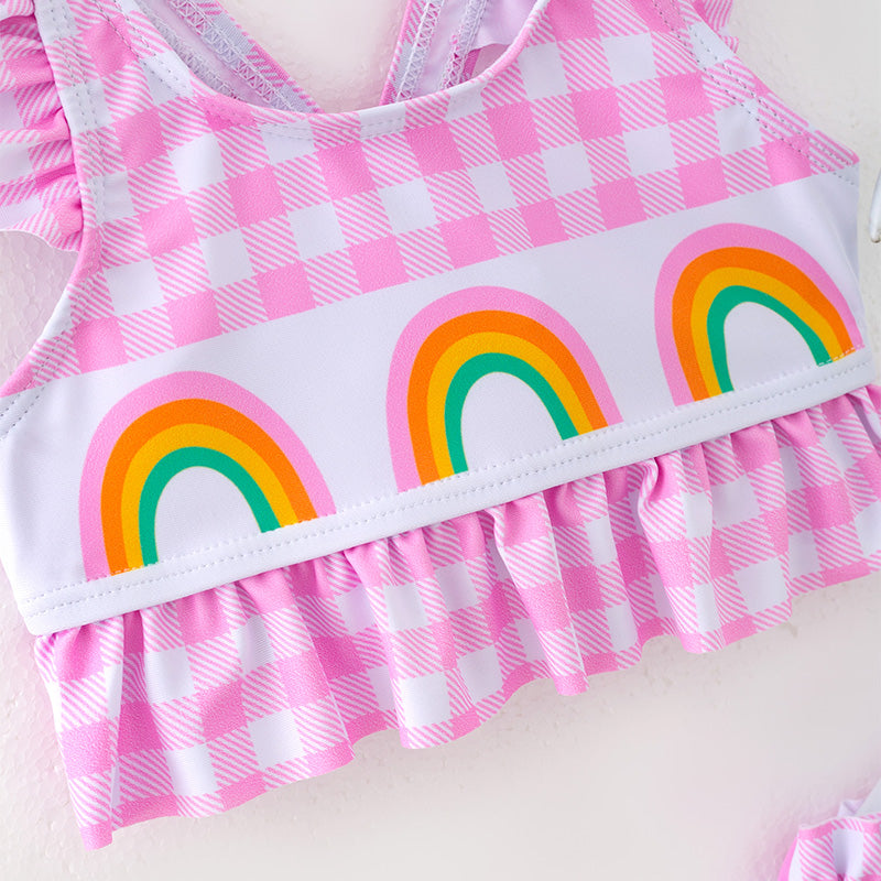 (In Stock)Girls Spring and Summer Rainbow Print Swimsuit