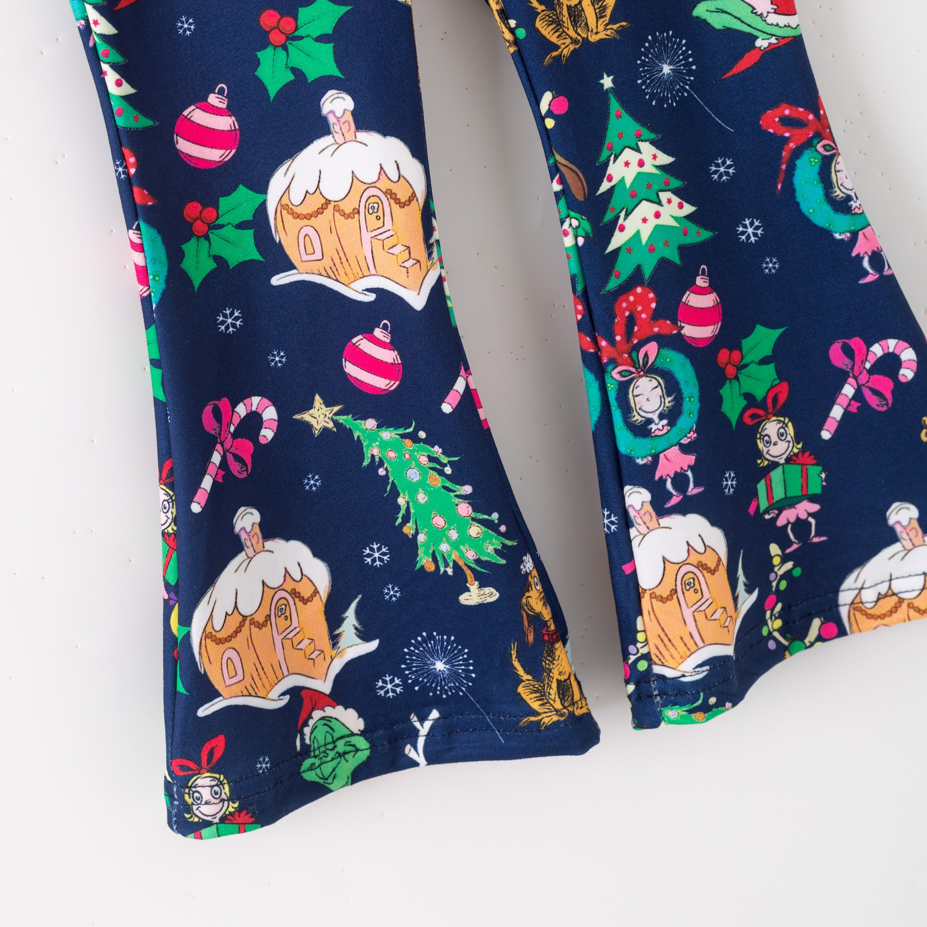 (Pre Order,Prepack Zone)Girls Christmas Cartoon Print Sweatshirt Bell Pants Set