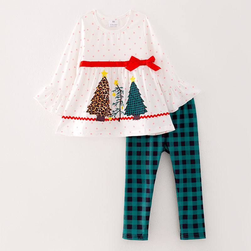 (In Stock G22-3-2)Girls Christmas Applique Outfit Set