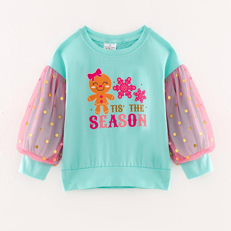 (In Stock G22-3-2)Girls Christmas Print T-shirt