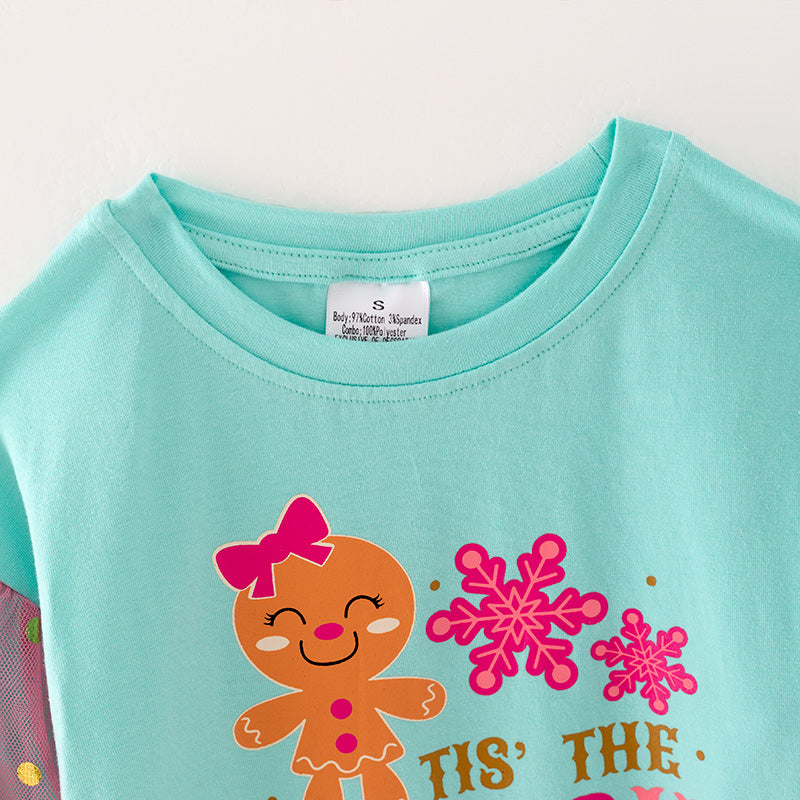 (In Stock G22-3-2)Girls Christmas Print T-shirt