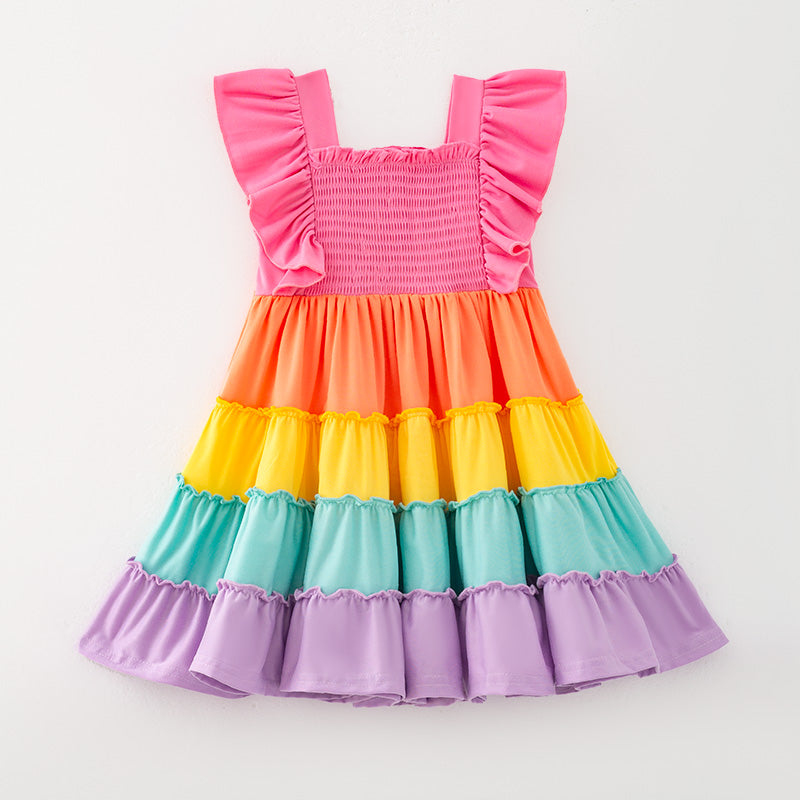 (In Stock)Mommy and Me Easter Color Matching Smocked Dress