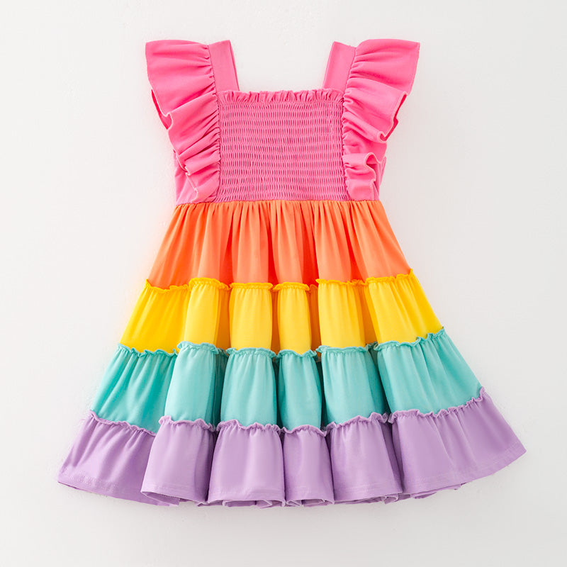 (In Stock)Mommy and Me Easter Color Matching Smocked Dress