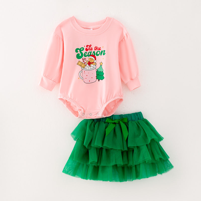 (In Stock G22-2-3)Baby Girls Christmas Print Romper