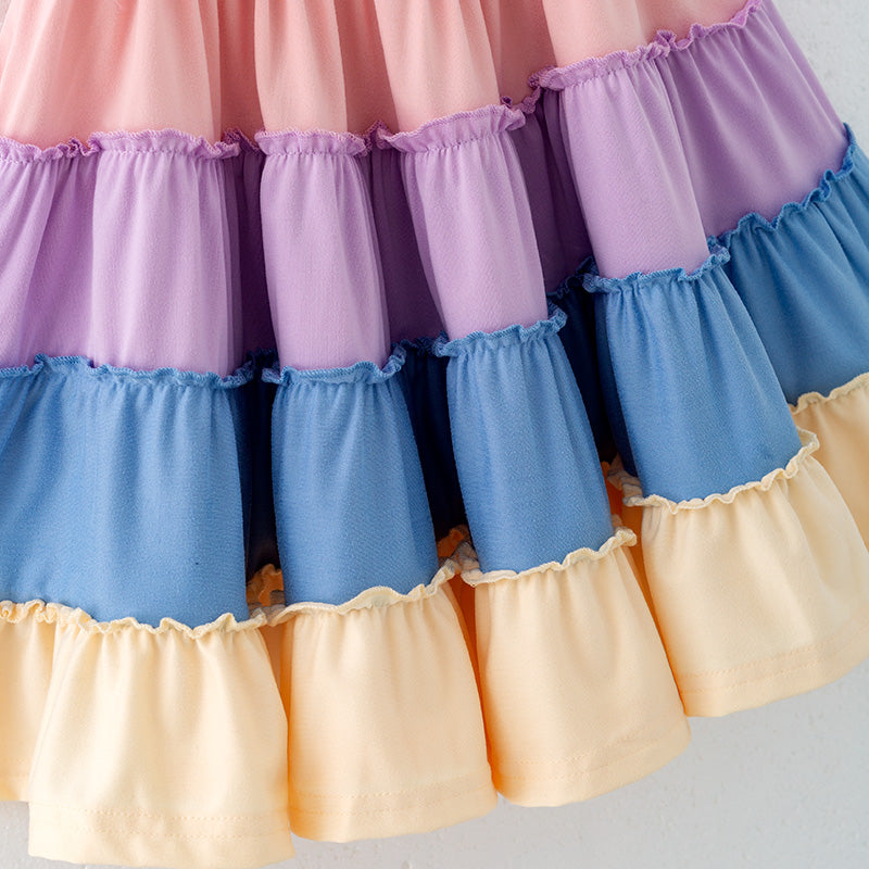 (In Stock)Girls Easter Color Matching Smocked Dress