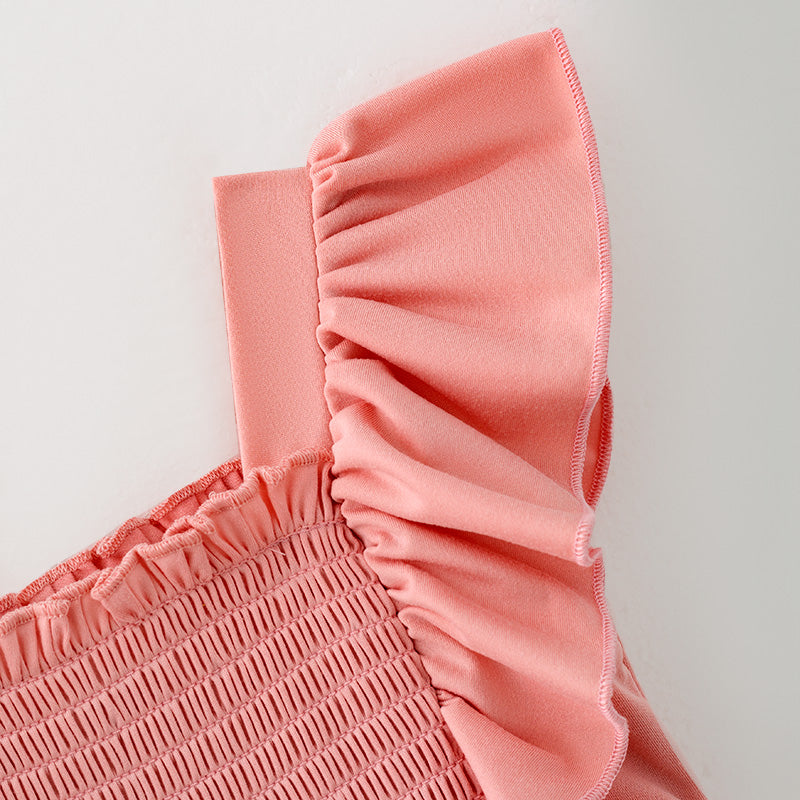 (In Stock)Girls Easter Color Matching Smocked Dress