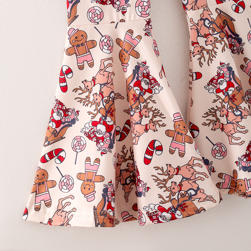 (In Stock G22-3-3)Girls Christmas Print Outfit Set