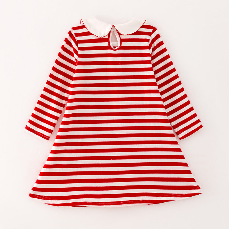 (In Stock)Girls Christmas Stripe Dress