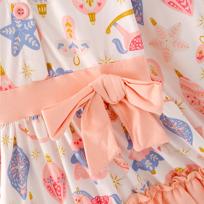 (In Stock G22-3-1)Girls Christmas Print Dress