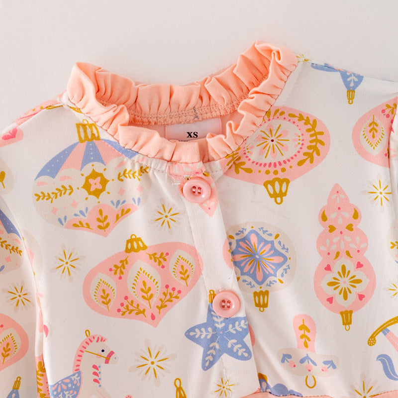 (In Stock G22-3-1)Girls Christmas Print Dress