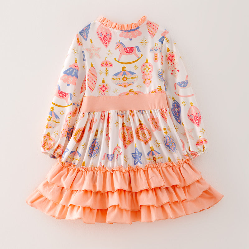 (In Stock G22-3-1)Girls Christmas Print Dress