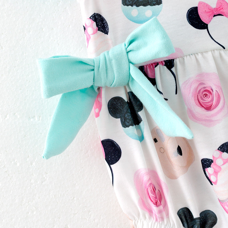 (In Stock)Toddler Girls Spring and Summer Cartoon Print Romper